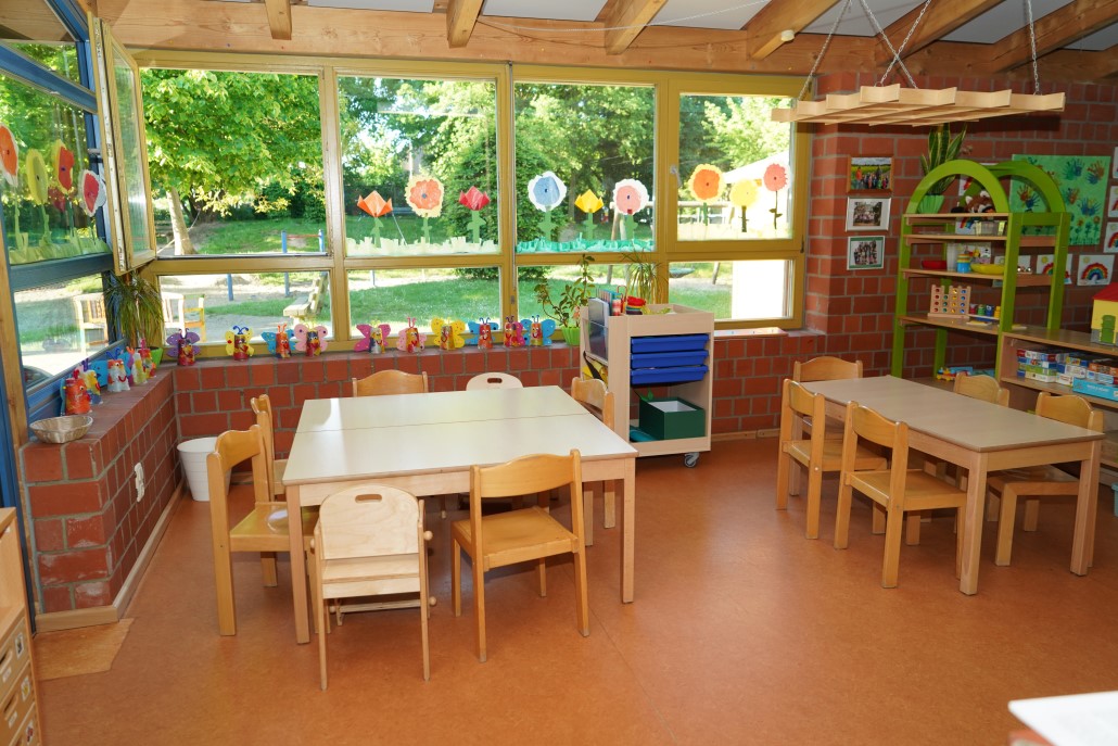 Beispielhaft ein Blick in einen Gruppenraum. Alle Gruppen sind entsprechend der unterschiedlichen Bedürfnisse der Kinder eingerichtet